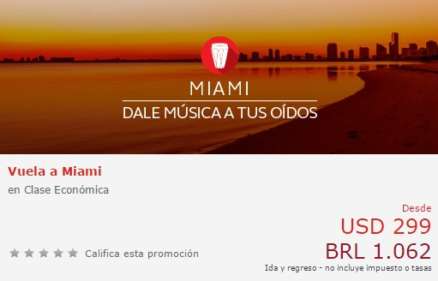 promocao de passagem para miami